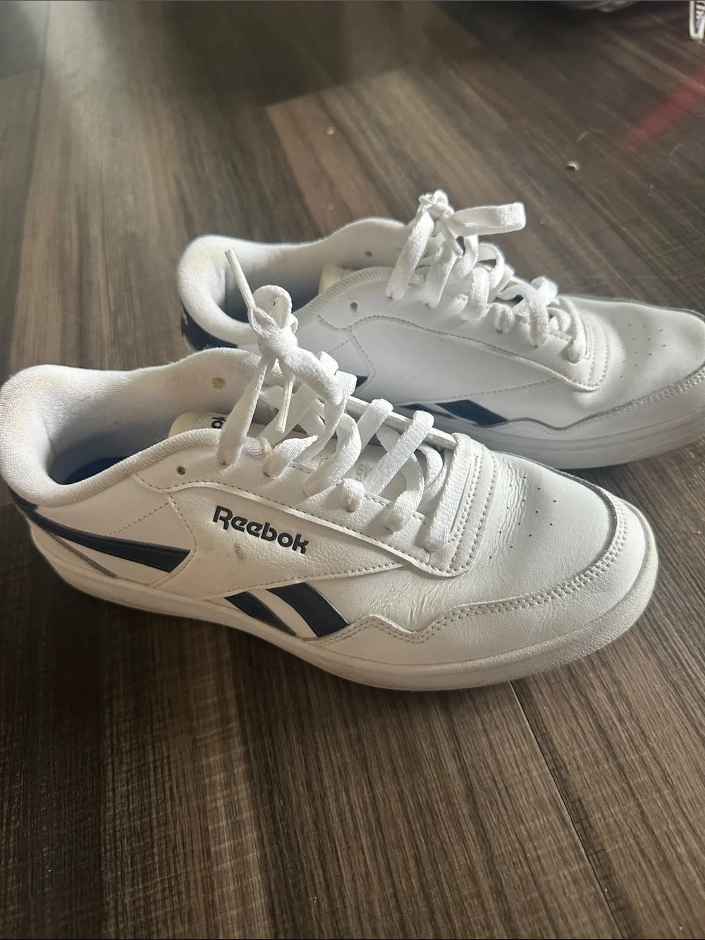 Reebok White Sneakers with Navy Accents